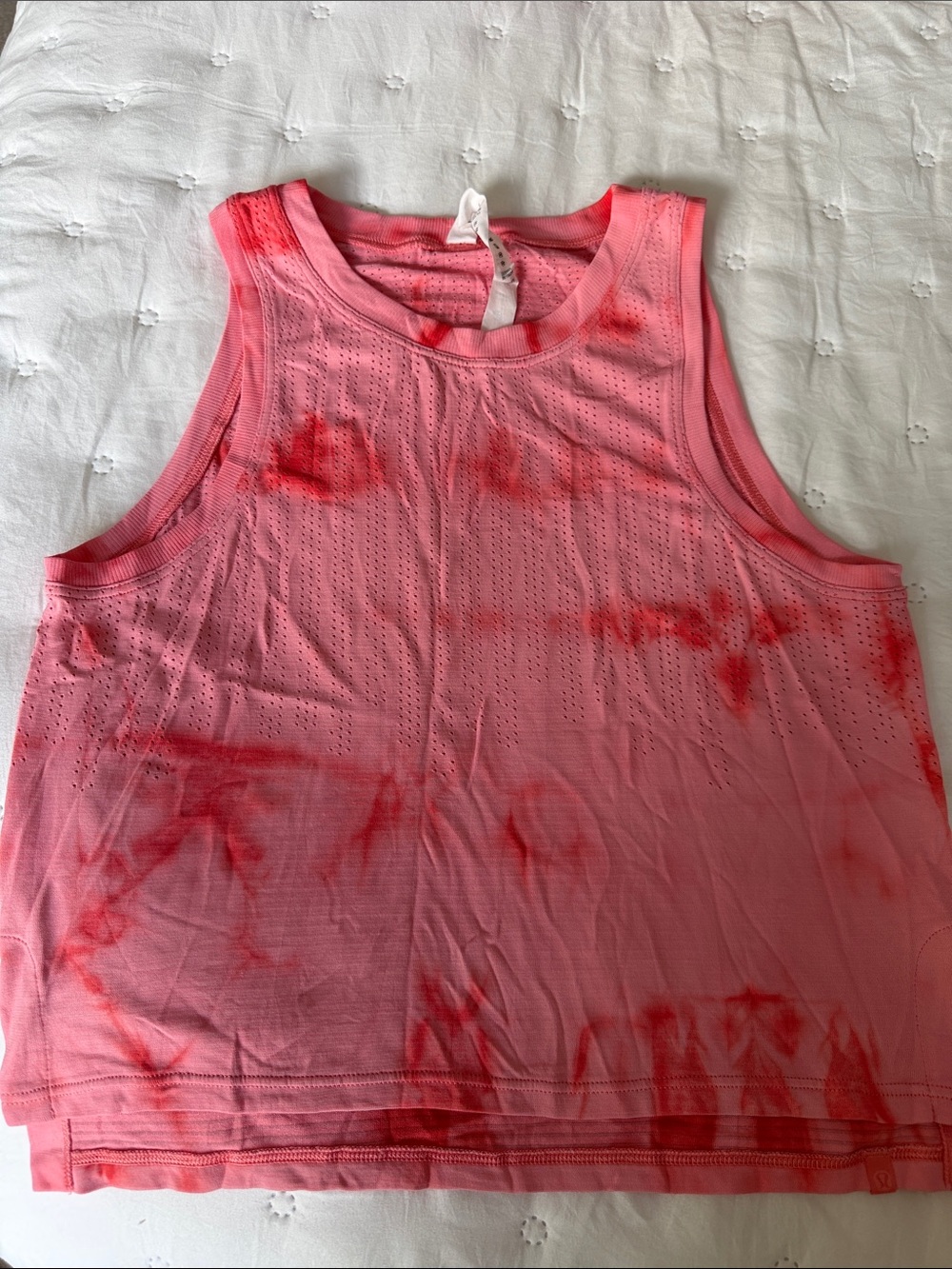 lululemon athletica Coral and Pink Tie-Dye Perforated Tank Top